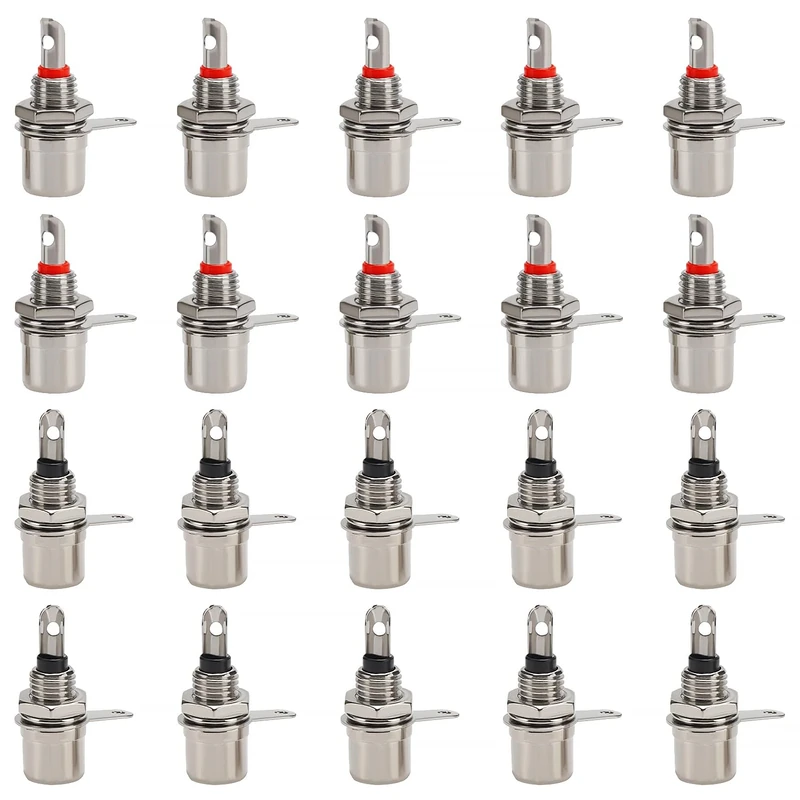 KUOQIY 20 PCS RCA Connector Female Panel Mount, Chassis Panel Mount Socket Solder RCA (10 Black + 10 Red)