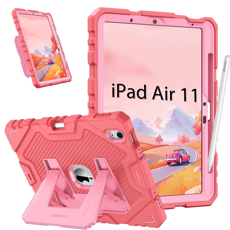 FINTIE Kids Case for iPad Air 11 inch M4 (2026) / M3 (2025) / M2 (2024), Fully-Body Rugged Heavy Duty Shockproof Protective Kiddie Case with Built-in Kickstand for Boys & Girls, Pink