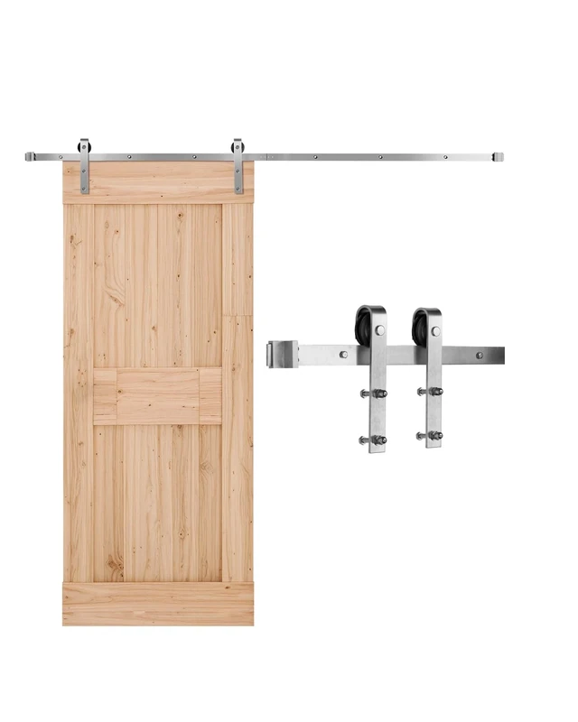 VEVOR 8FT Sliding Barn Door Hardware Kit, 330 LBS Weight Capacity, Compatible with 42 to 48 Inches Width & 1-3/8 to 1-3/4 Inches Thickness Single Sliding Barn Door, Durable Track & J-Shape Roller