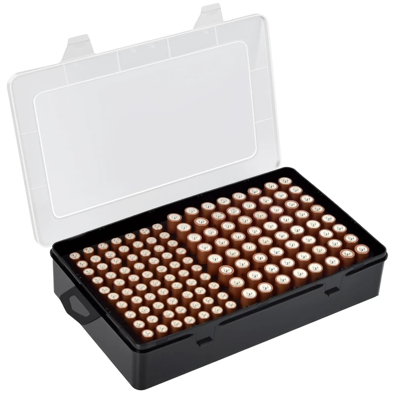 Xuerdon Battery Storage Organizer Case, Battery Vault Box Holder Container for 134pcs AA AAA Batteries, Garage Organization Carrying Bag Fits Home Kitchen Warehouse (Batteries Not Include) (black)