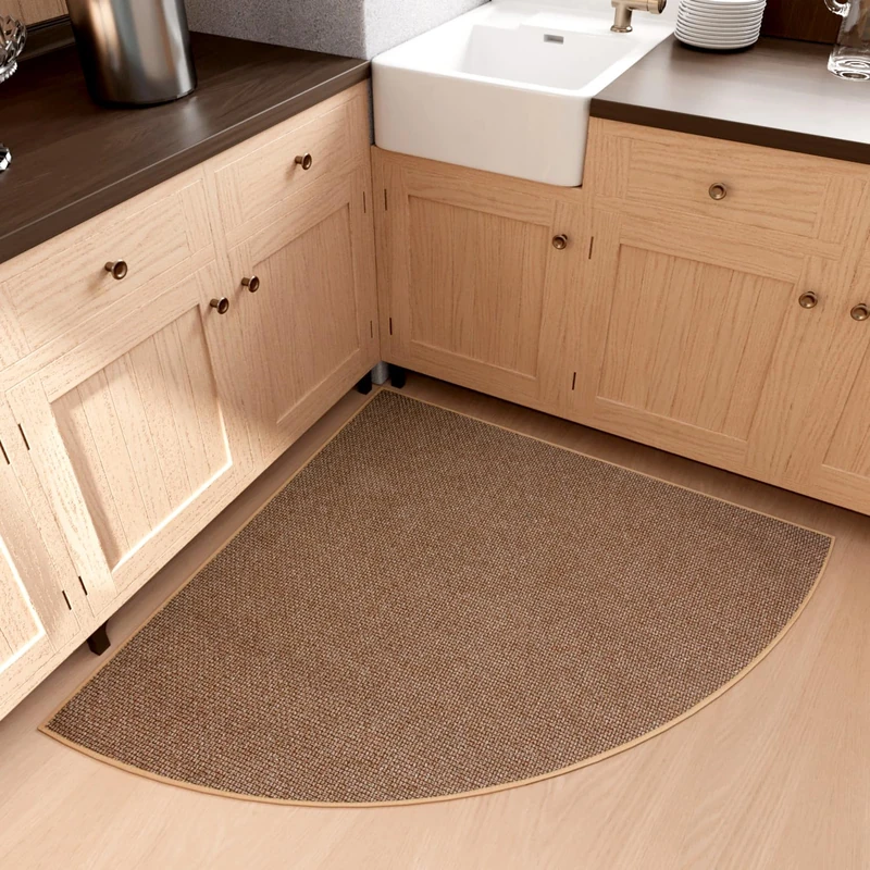 SUMLANS Kitchen Mat Set of 2 PCS, Cushioned Non Slip Rugs for Kitchen Floor, Absorbent Runner Comfort Standing Mats Washable for Kitchen, Office, Home (Brown, Radius 47")