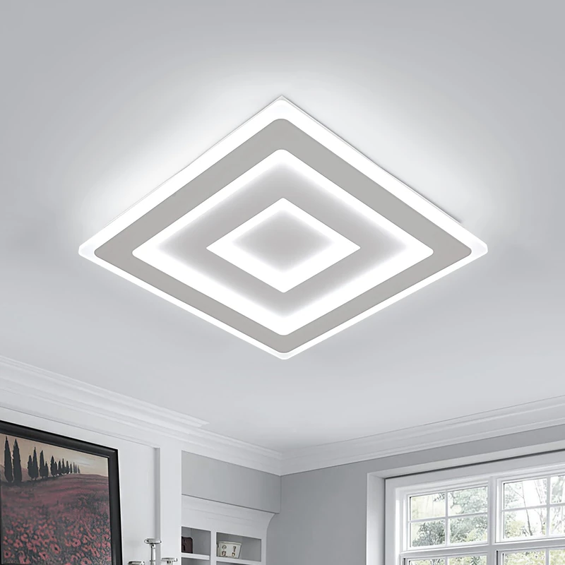 Osairous Ceiling Lamp LED Modern, 52W 5850LM LED Ceiling Light Acrylic, White Squares Design for Living Room, Bedrooms, Dining Room, Kitchenand, Corridor, Cold White 6500K