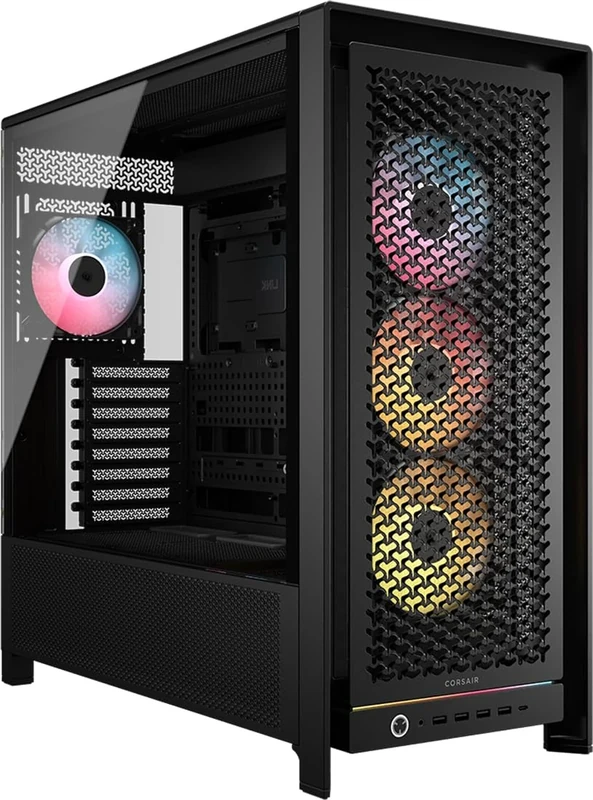 CORSAIR FRAME 5000D RS ARGB Modular High Airflow Mid-Tower PC Case – 4x Pre-Installed RS ARGB Fans, InfiniRail™ Fan Mounting System, ASUS BTF, MSI Project Zero, Gigabyte Project Stealth – Black