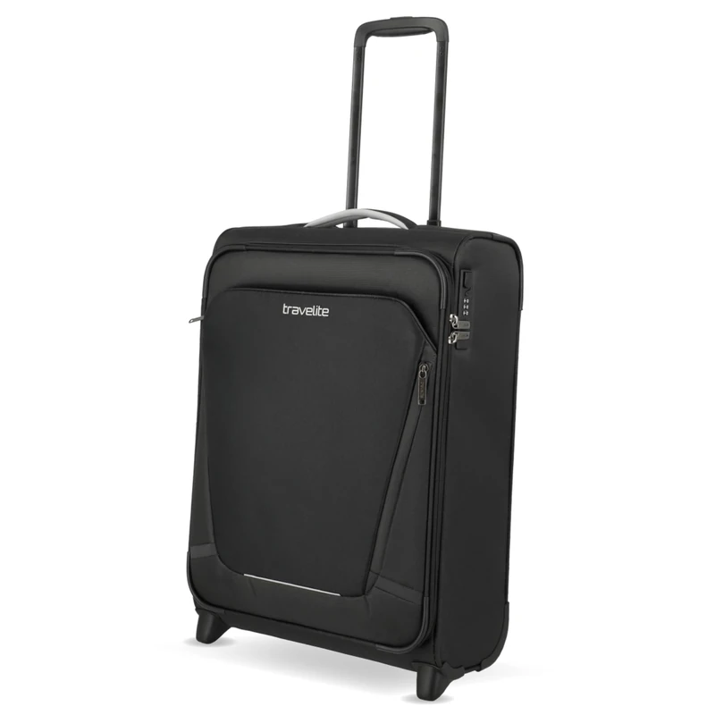 travelite Hand Luggage Suitcase with 2 Wheels for Condor + Ryanair, Integrated Combination Lock, Super Light Soft Luggage Trolley with Clip-on Function, 55x40x20 cm, 41 l, 1.7 kg