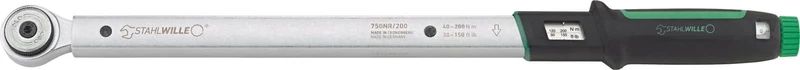 STAHLWILLE 750NR/200 Torque Wrench 40-200 N·m with 1/2 Inch Reversible Ratchet with Certificate Made in Germany