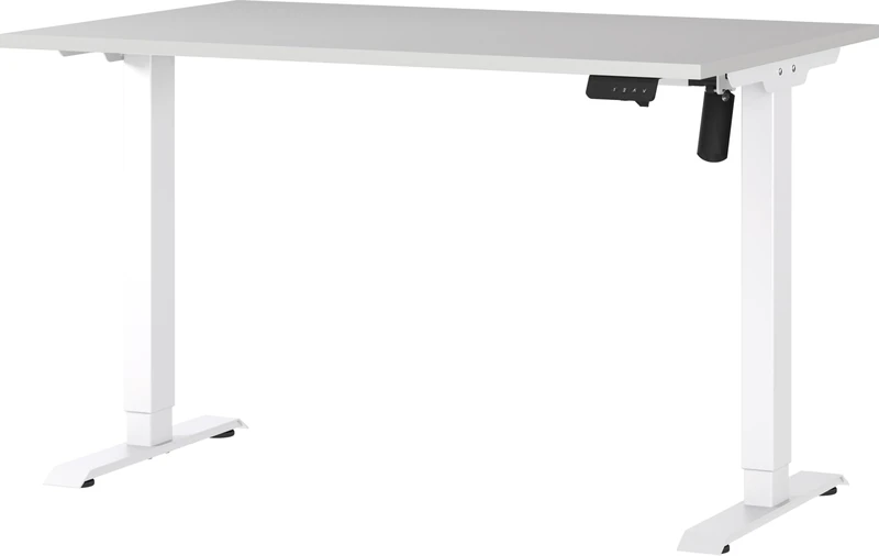 Germania Desk 8022-617, in Cashmere/White, electr. height-adjustable, single-engined, 120 x 119 x 80 cm (WxHxD)