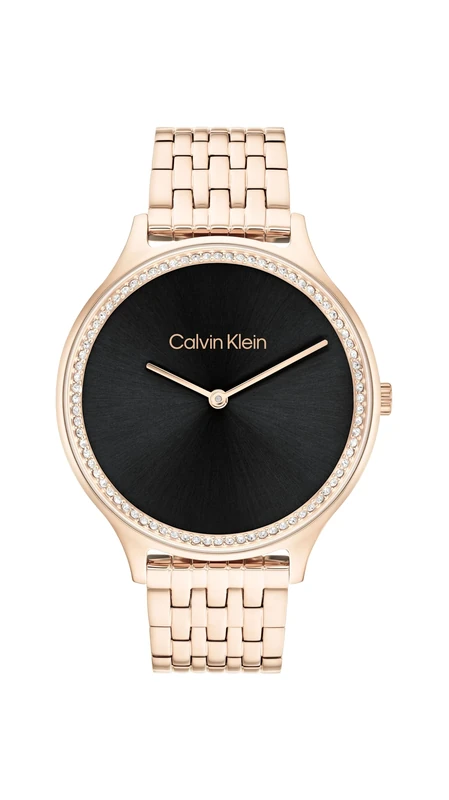 Calvin Klein Two Hand Quartz Movement Watch for Women CK Timeless Collection with Carnation Gold Colored Stainless Steel Bracelet - 25100003