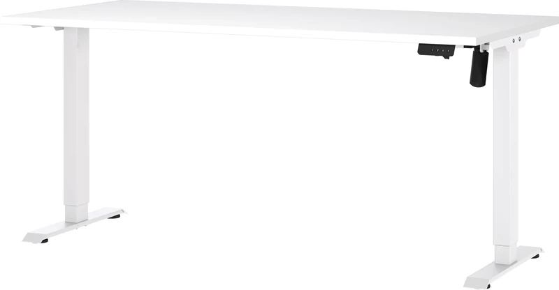 Germania Desk 8024-84, in White, electr. height-adjustable, single-engined, 160 x 119 x 80 cm (WxHxD)
