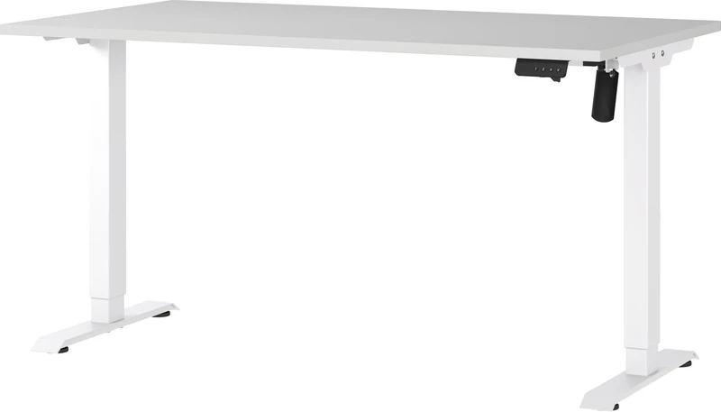 Germania Desk 8023-642, in Light grey/White, electr. height-adjustable, single-engined, 140 x 119 x 80 cm (WxHxD)