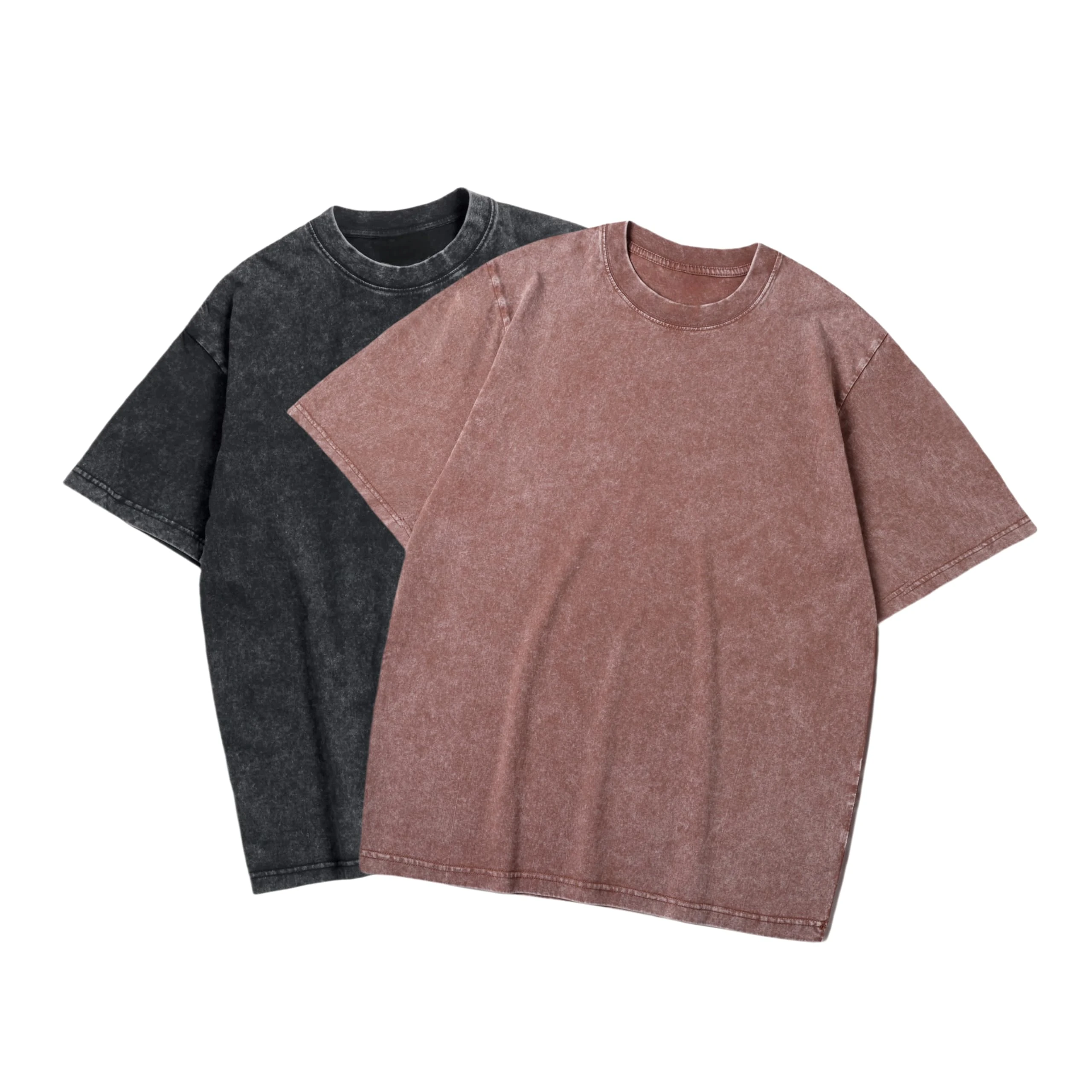 SAN Platina Oversized T Shirt Men Women,Vintage Heavyweight Cotton Tshirt,Basic Crew Neck Tee,2 Pack Coffee Black T-Shirts(XL)