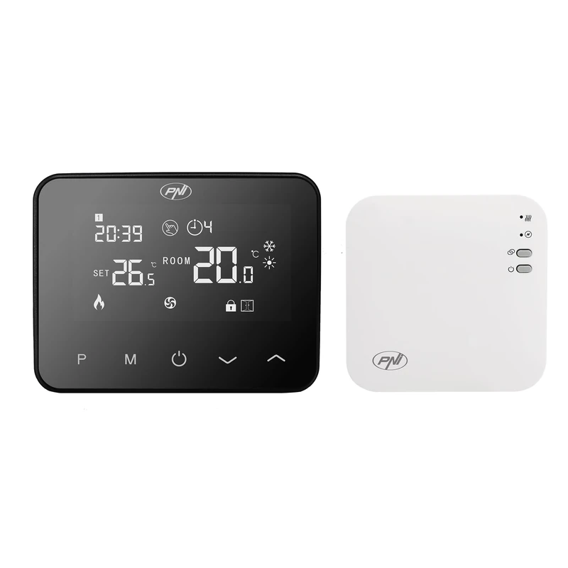 PNI CT40 PRO Wireless Thermostat, with WiFi, for Heating Systems, 4 Daily Programs, Manual, Economic Mode, Control via Tuya Smart, ABS, White