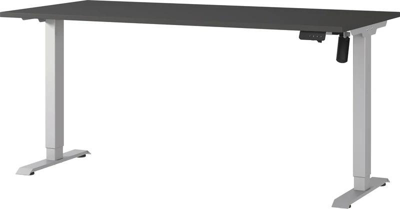 Germania Desk 8024-640, in Graphite/Silver, electr. height-adjustable, single-engined, 160 x 119 x 80 cm (WxHxD)