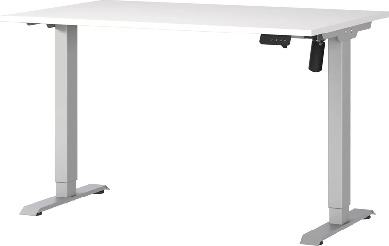 Germania Desk 8022-639, in White/Silver, electr. height-adjustable, single-engined, 120 x 119 x 80 cm (WxHxD)