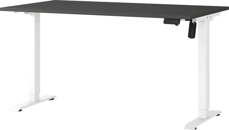 Germania Desk 8023-569, in Graphite/White, electr. height-adjustable, single-engined, 140 x 119 x 80 cm (WxHxD)