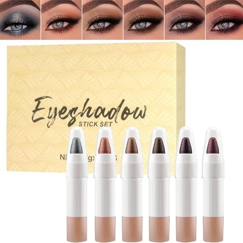 Eye-Free Sticks, Eye Shadow Sticks, Storage Cream for Eyeshadow, 6 Shimmer and Glitter Cosmetic Colours, Contour for Wedding Make-Up, Every Day a Night Outside