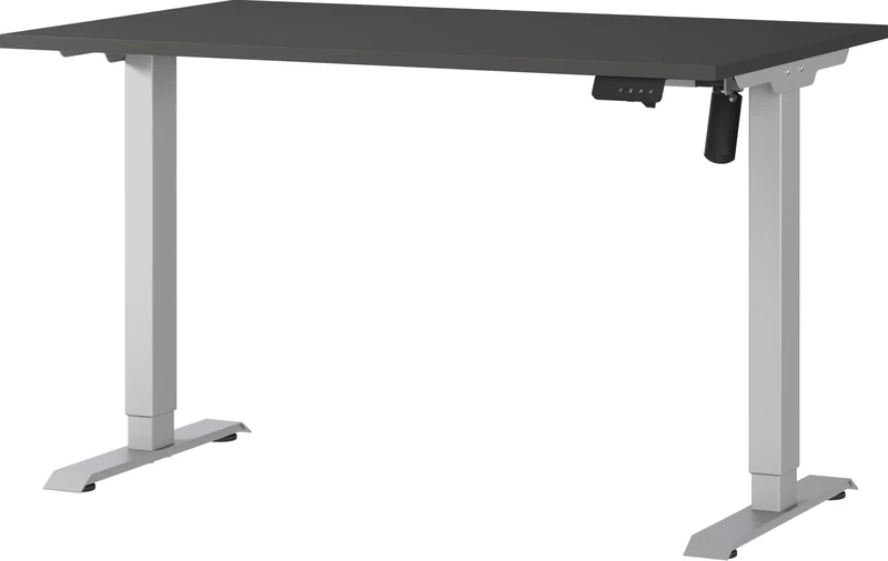 Germania Desk 8022-640, in Graphite/Silver, electr. height-adjustable, single-engined, 120 x 119 x 80 cm (WxHxD)
