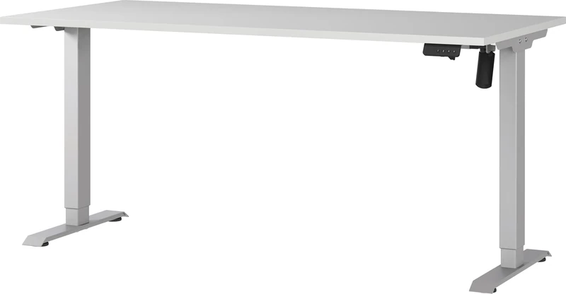 Germania Desk 8024-583, in Light grey/Silver, electr. height-adjustable, single-engined, 160 x 119 x 80 cm (WxHxD)