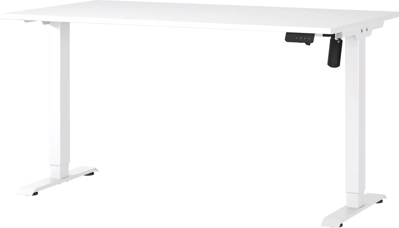 Germania Desk 8023-84, in White, electr. height-adjustable, single-engined, 140 x 119 x 80 cm (WxHxD)