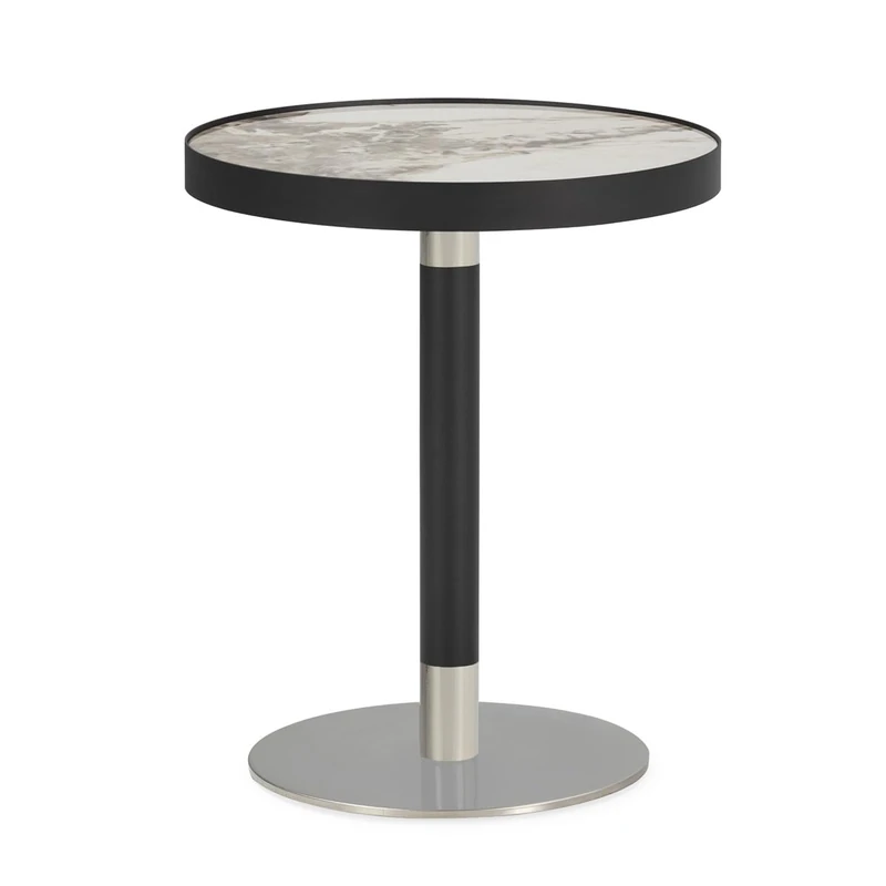 AlexandreHouse Mesa Auxiliar 45 x 45 x 55 cm Foot White/Metal Grey/Stainless Steel Maple