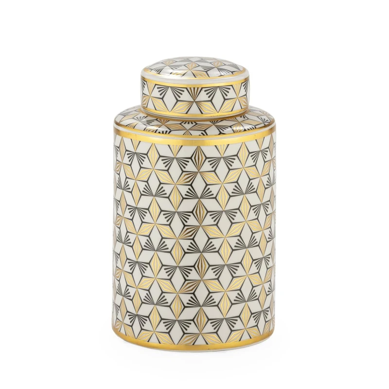 AlexandreHouse Tibor 18 x 18 x 30 cm Black/White/Dorado Ceramic