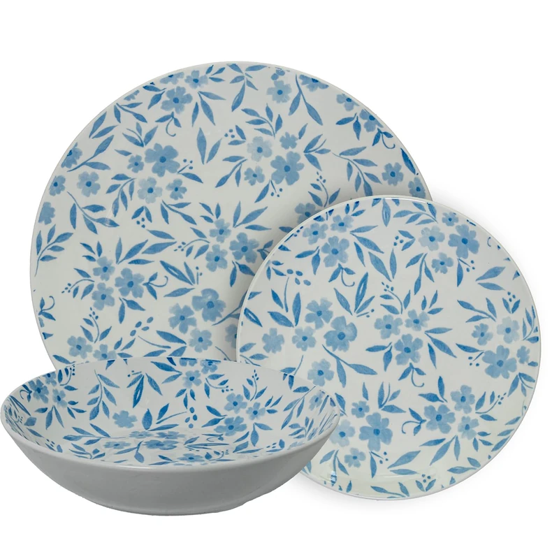 Vajillas 18 Pieces Porcelain Blue Co Flowers Azules