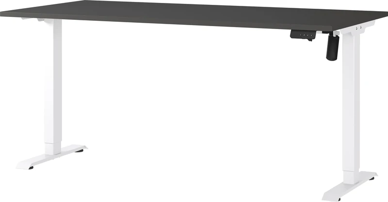 Germania Desk 8024-569, in Graphite/White, electr. height-adjustable, single-engined, 160 x 119 x 80 cm (WxHxD)