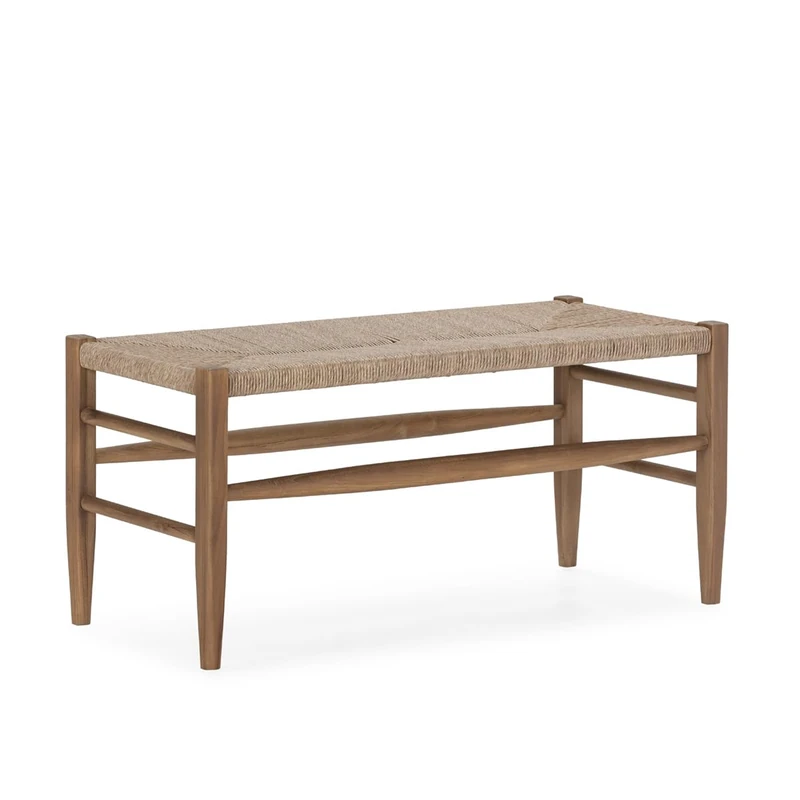 AlexandreHouse Bench 100 x 45 x 47 cm Madera De Teca/Cuerda Natural