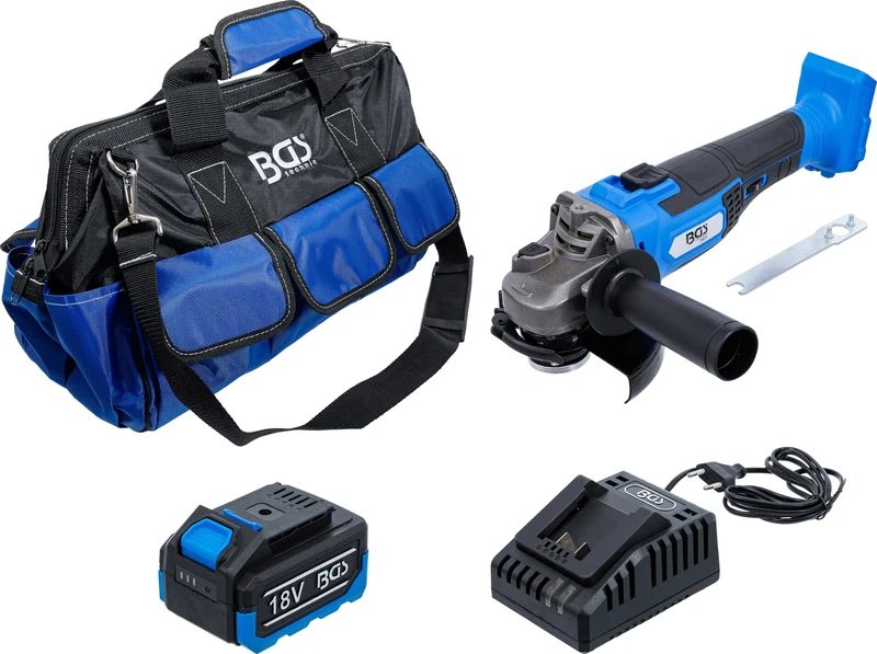 BGS 7396 | Cordless Angle Grinder Set | brushless | 18 V | with Rechargeable Battery and Quick Charger