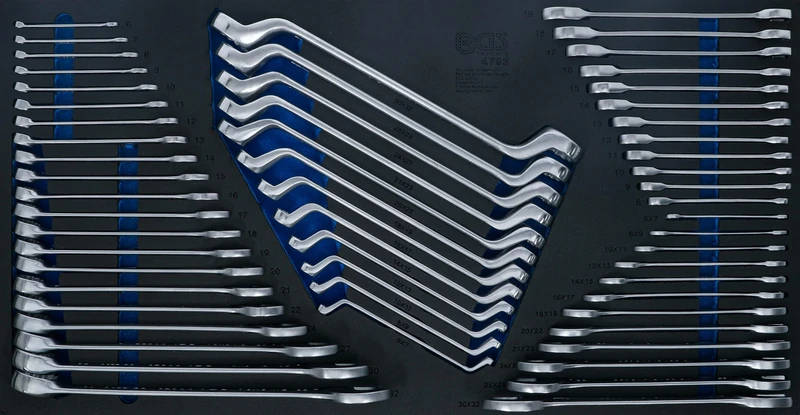 BGS 4792 | Tool Tray XL: Combination Spanner/Double Ring Spanner/Double Open End Spanner and Ratchet Combination Wrench Set | 57 pcs.