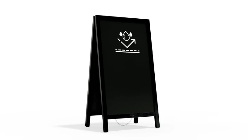 ALLboards Waterproof Pavement Sign with Varnished Black Frame 78x44 cm, Sidewalk Advertising Board Chalkboard A-Frame with Chain Double Sides for Shop Pub Restaurant