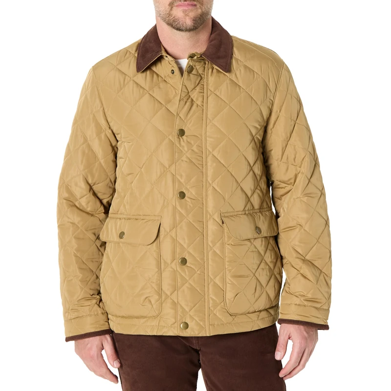 Amazon Essentials Men's Relaxed Fit Quilted Mid-weight Jacket, Tan, XL