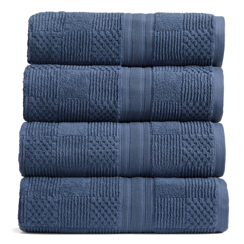 Springtree Home 4-Pack 100% Cotton Textured Bath Towels - Indigo