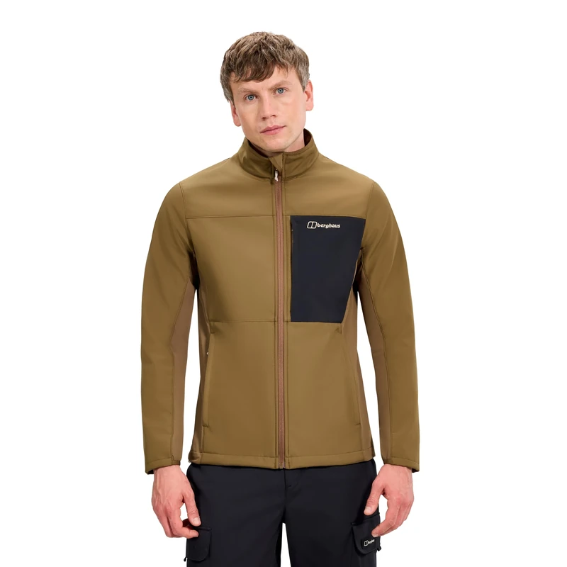 Berghaus Men's Ghlas 3.0 Softshel Jacket, Bark/Jet Black, S