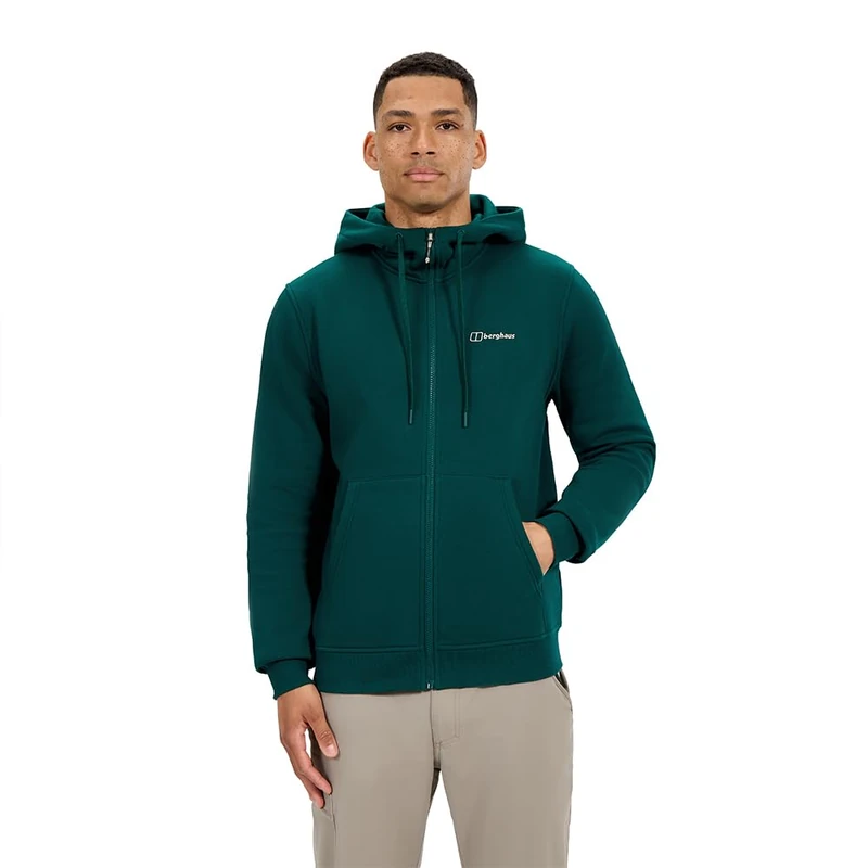 Berghaus Men's Logo Full Zip Hoodie | Added Warmth | Extra Comfortable Hoodie, Green, S