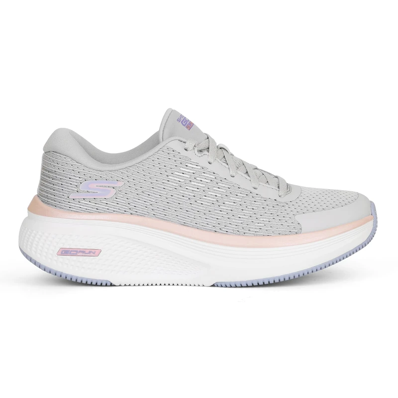 Skechers Women's Go Run Elevate 2.0 Badric Sneaker, Gray Textile/Pink Trim, 4 UK