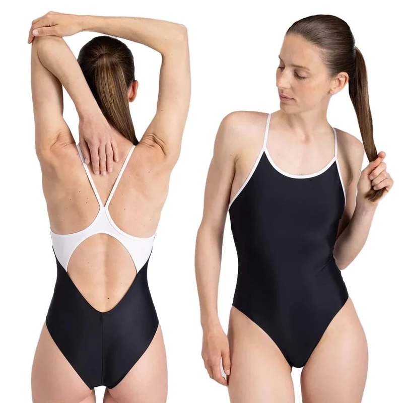 WALLIEN, Racerback One-Piece Swimsuit Women, High Cut Swimsuit with Medium Coverage, Eco-Friendly Fabric, Chlorine Resistant, UPF50+ Sun Protection, Black, XL
