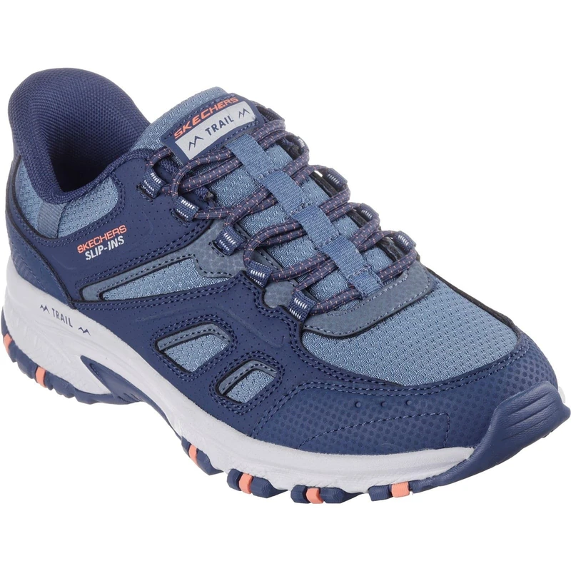 Skechers Women's Hillcrest Kamalino Slip-On Sneakers, Navy Synthetic/Textile/Coral Trim, 7 UK