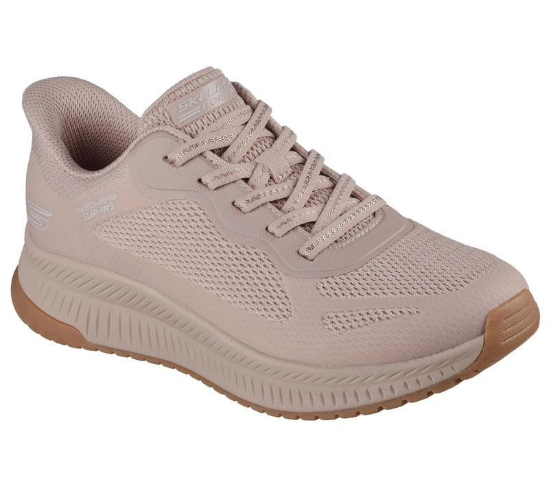 Skechers Women's Bobs Squad 4 Staple Look Slip-On Sneakers, Natural Mesh, 4.5 UK