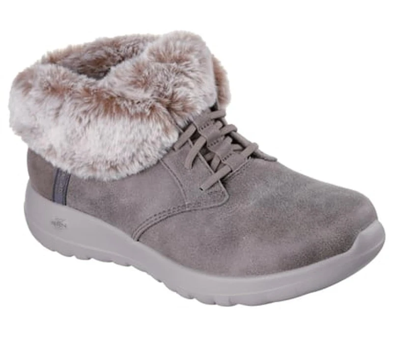 Skechers Women's On-The-Go Joy Cozy Charm Slip-On Sneakers, Dark Taupe Textile, 9 UK