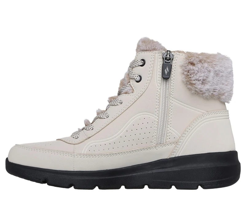 Skechers Women's Glacial Ultra Mountain Muse Sneaker, Natural/Black Synthetic, 6 UK