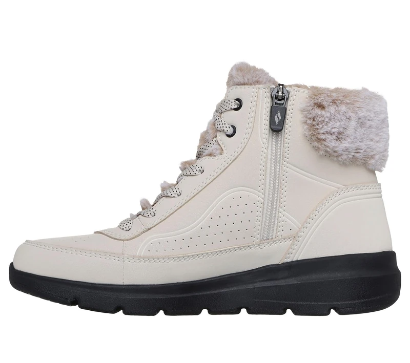 Skechers Women's Glacial Ultra Mountain Muse Sneaker, Natural/Black Synthetic, 3 UK