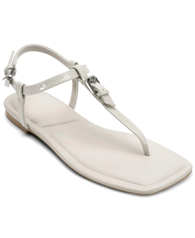 DKNY DATTO Women's Thong Flat Sandal, Soft White, 42.5 EU, Soft white, 9.5 UK