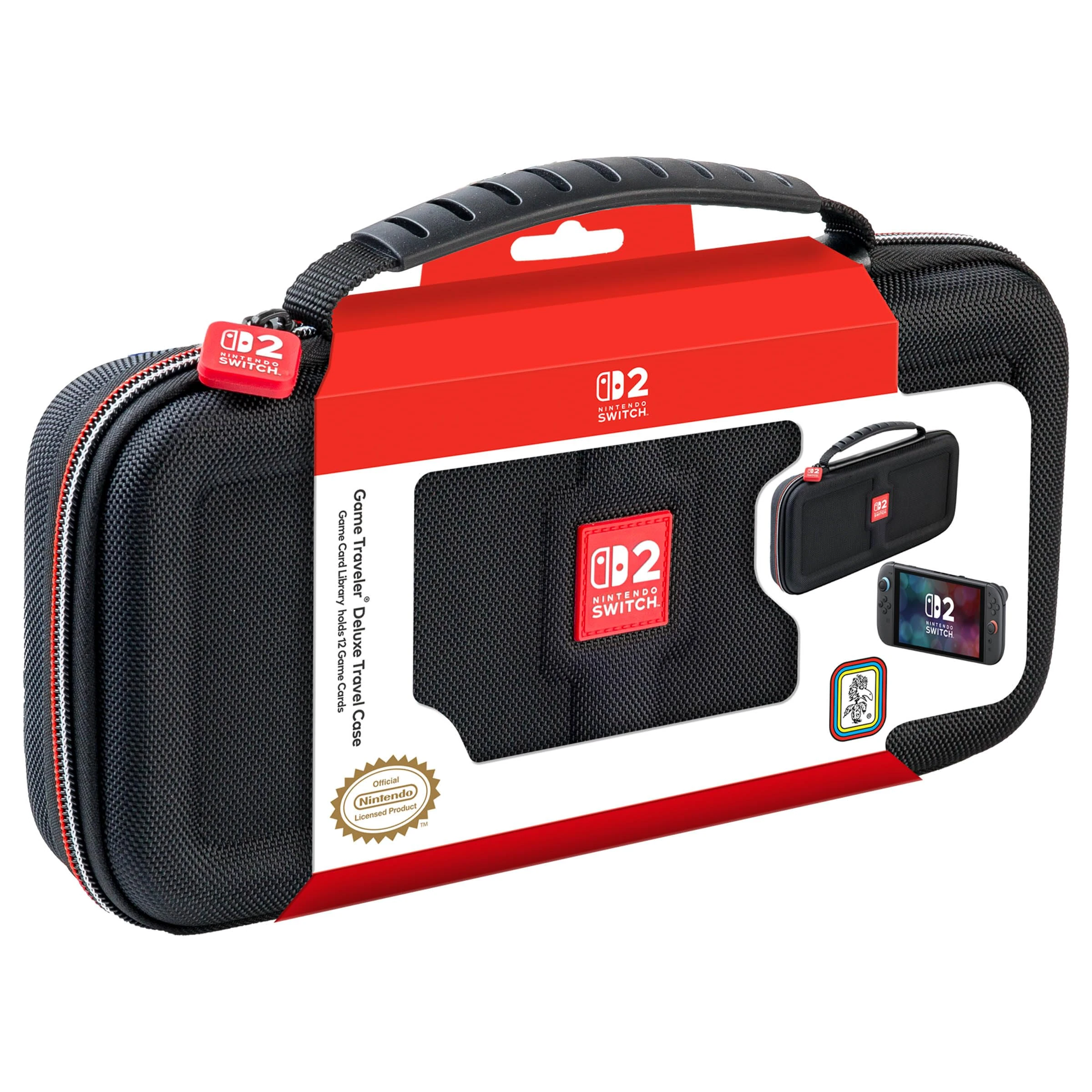RDS - Officially Licensed Nintendo Switch 2, Nintendo Switch OLED & Nintendo Switch Systems Game Traveler Deluxe Case – Holds 12 Game Cards & microSD Card Case Holds 2pcs & Each Holds 2 microSD Cards