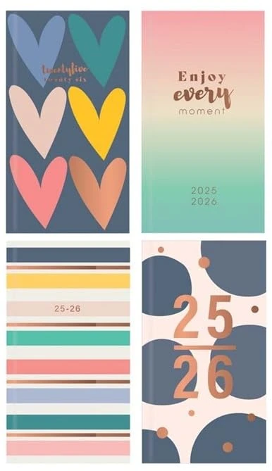 BG Academic Term-Time July-July Diary Slim WTV Copper Foil 2025-2026, Assorted Designs X1