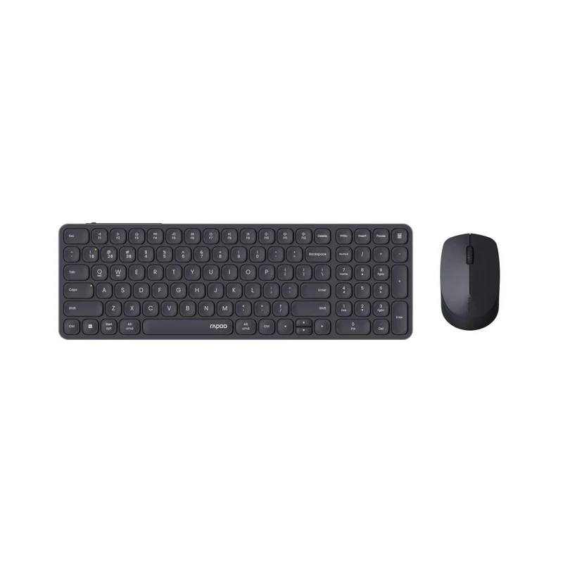 Rapoo 9710M Wireless Keyboard Mouse Set - Bluetooth & 2.4G USB Wireless, Multi Device up to 4 Devices, Rechargeable Battery, Compact Aluminium Housing Flat, QWERTZ Layout German, Dark Grey - Image 1