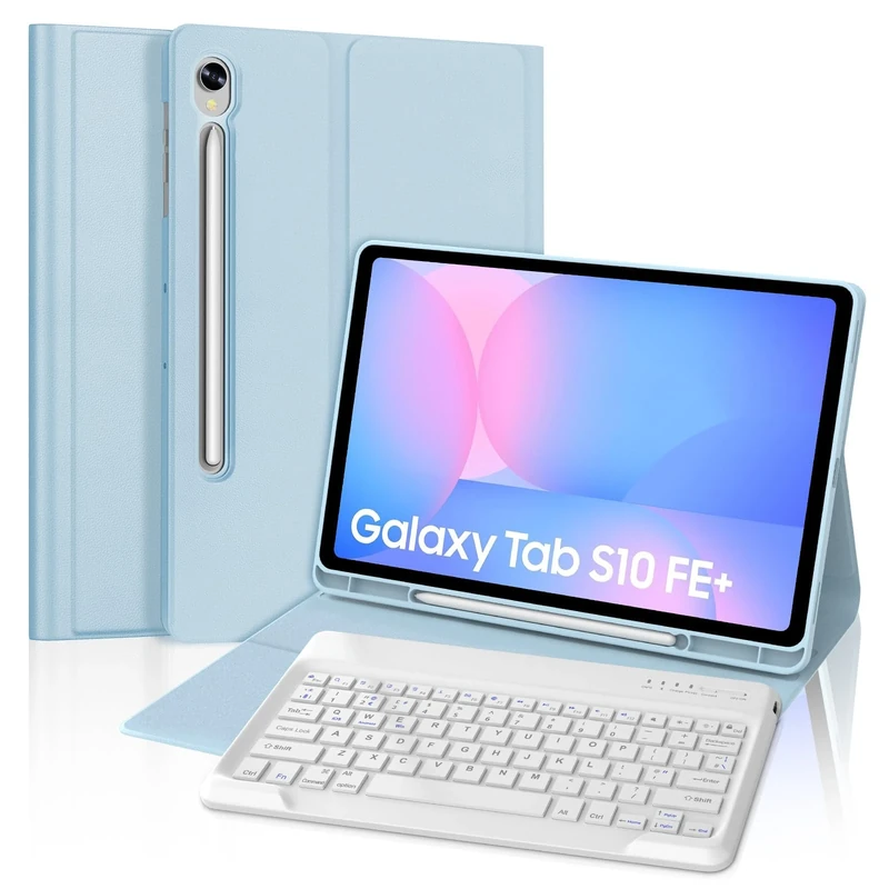 FOGARI Keyboard for Samsung Galaxy Tab S10 FE Plus 2025 13.1 inch, Case for Samsung Galaxy Tab S10 FE Plus/S10 FE+ 13.1", Magnetic Detachable Bluetooth UK Layout Keyboard Cover, Blue