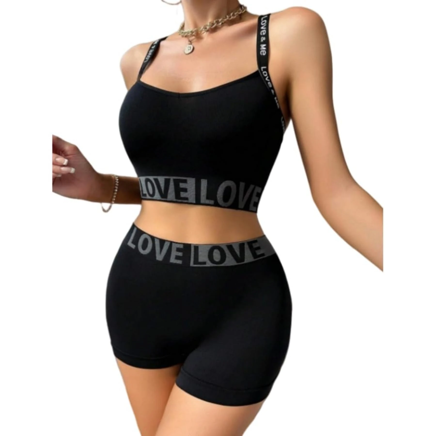 JYZPJ Sports Bras and Knickers Sets for Women Unpadded Wireless Support Smooth Seamless Bralettes Crop Tops Women Yoga Knickers Women'S Bra & Underwear Sets Gym Workout Fitness (Black, M)