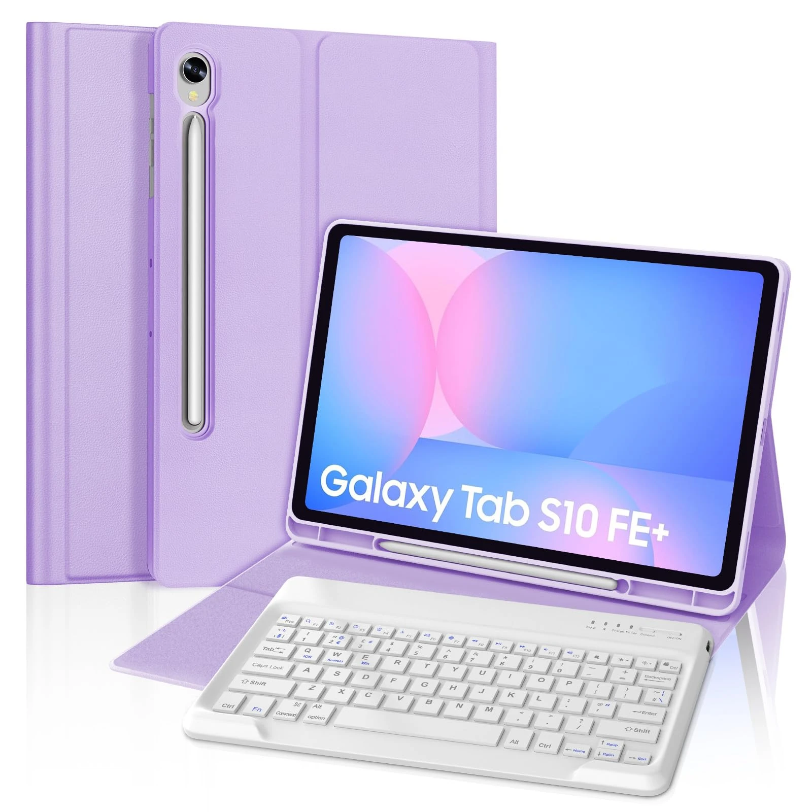 FOGARI Keyboard for Samsung Galaxy Tab S10 FE Plus 2025 13.1 inch, Case for Samsung Galaxy Tab S10 FE Plus/S10 FE+ 13.1", Magnetic Detachable Bluetooth UK Layout Keyboard Cover, Violet