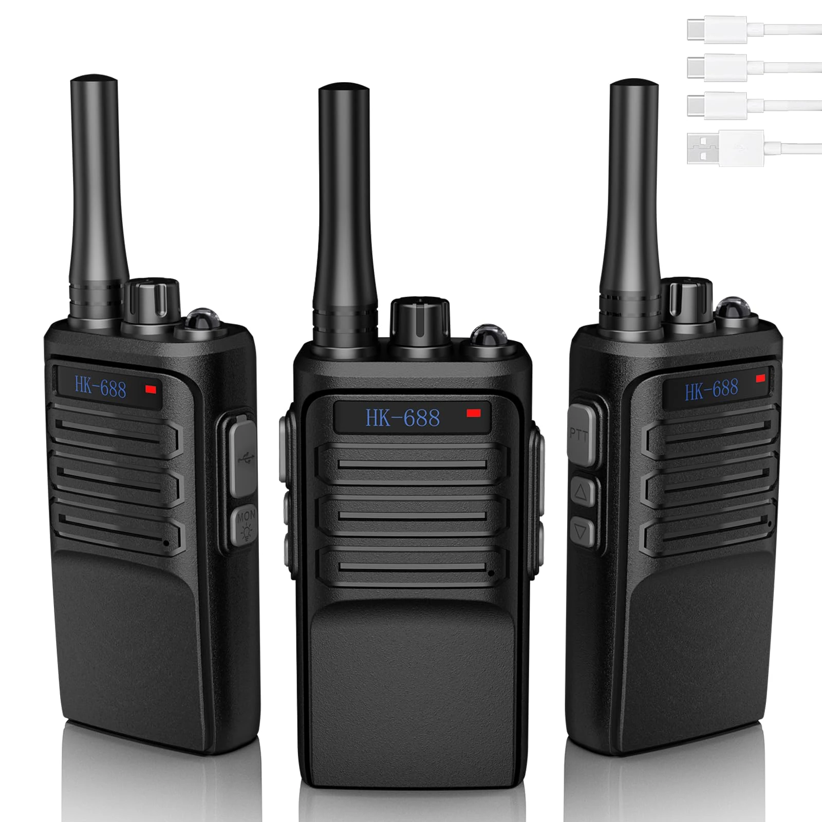 BUKEWIT Walkie Talkies Long Range 3Pcs,Walkie Talkies for Adults Long Range,Rechargeable Two Way Radio,16 Channels Radios with TYPE-C Cable,Emergency Radio Camping Accessories for Outdoor,Hiking