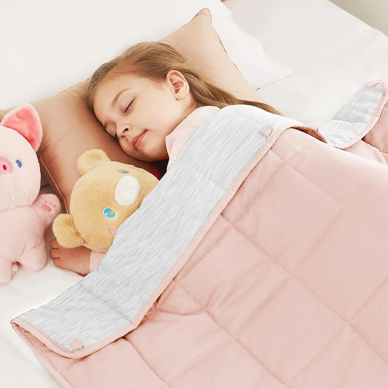 CuteKing Ultra-Cooling Weighted Blanket (10lbs, 40"x 60", Grey+Pink) Absorbs Heat to Keep Adults Cool on Warm Nights, Ultra-Cool Weighted Blanket for Cooling with Premium Glass Beads